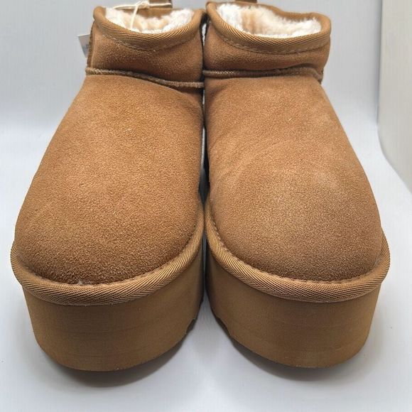 CUSHIONAIRE Women's Genuine Suede pull on platform boot +Memory Foam 10 CHESTNUT - Picture 2 of 7